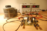 Tube preamp on the test bench with the Variac...